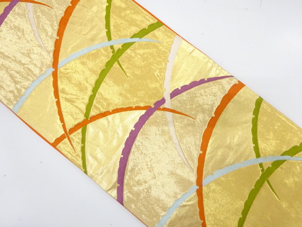 JAPANESE KIMONO / ANTIQUE FUKURO OBI / SILK / WOVEN GRASS